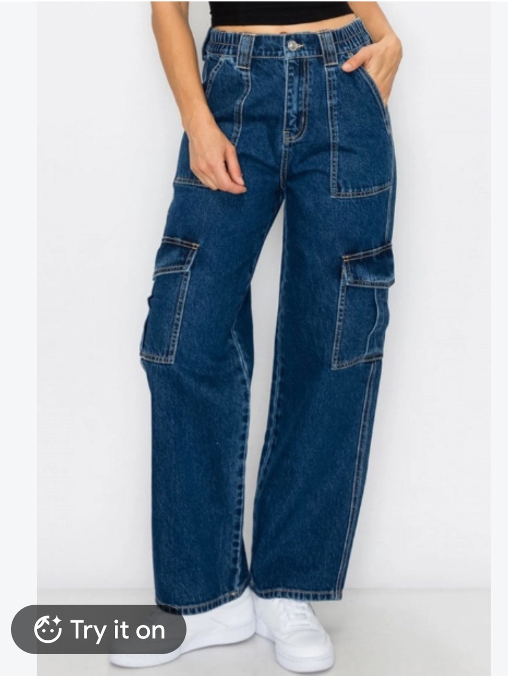 Urban Outfitters BDG High Waisted Cargo Jeans - Dark Blue